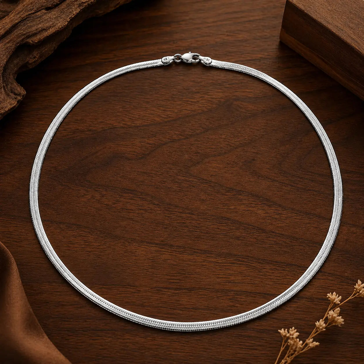 Thin Snake Chain Necklace in 925 Silver