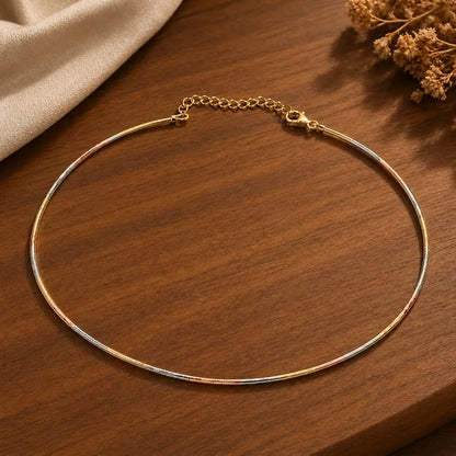 Trio Luxe Italian 925 sterling Silver Necklace (Gold, Rose & Silver Finish)